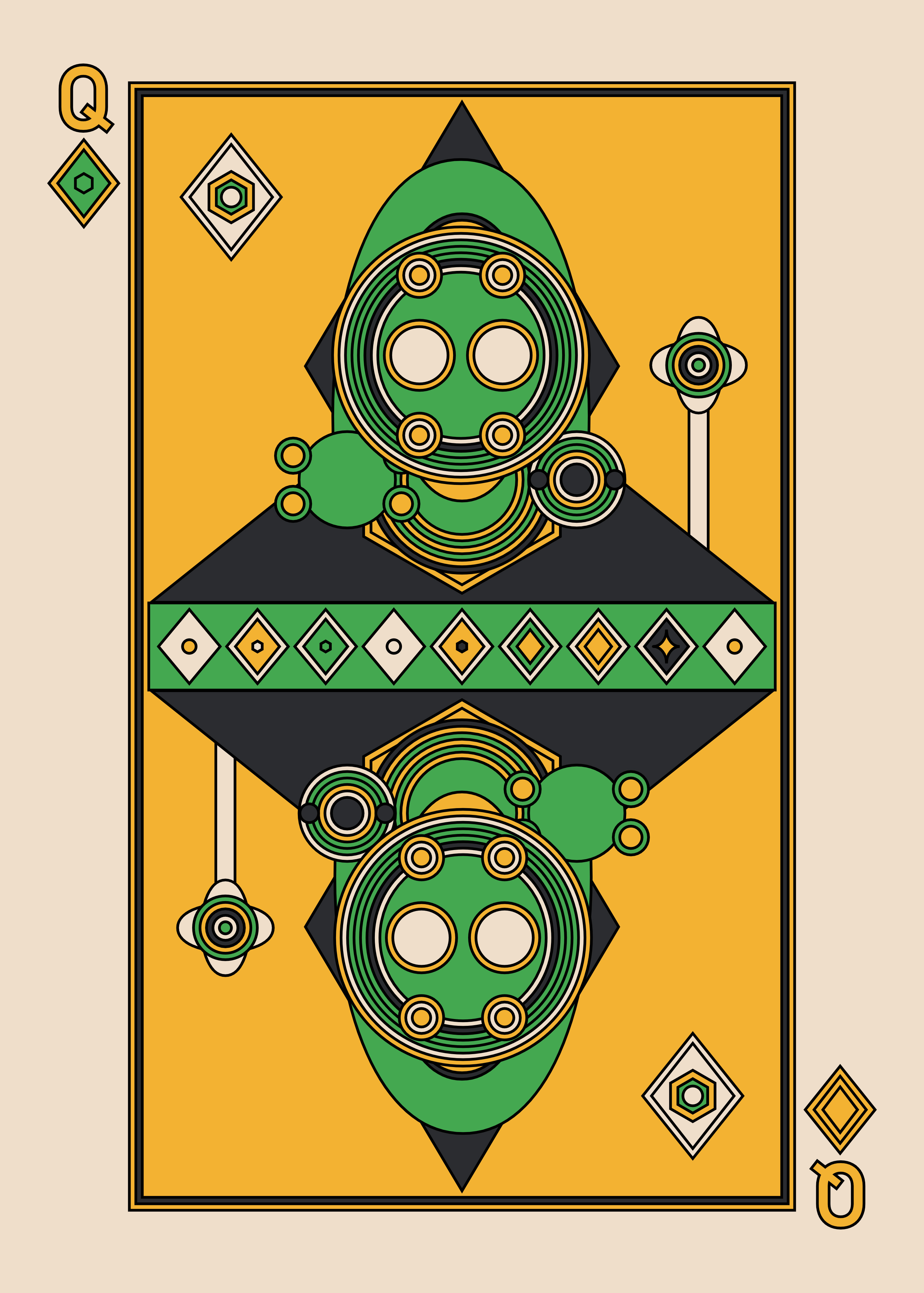 Queen of Diamonds Dark from the Eccentrics Playing Cards